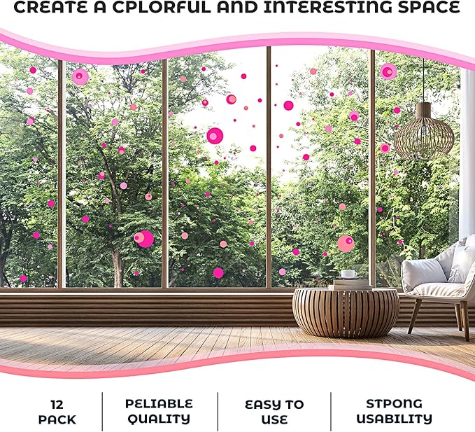 Zonon 264 Pcs Polka Dot Wall Decals for Classroom Decor Kids Circle Wall Sticker Vinyl Peel and Stick Colorful Removable for Nursery Bedroom Playroom Living Room(Pink Colors)