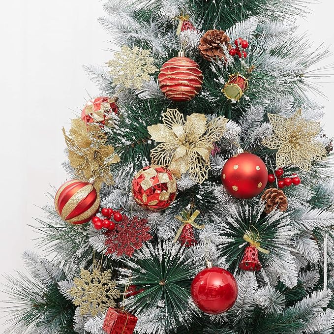12ct 80mm/3.15" Christmas Ball Ornaments, Decorative Hanging Baubles, Christmas Tree Decoration, Plastic and Shatterproof, Ideal for Xmas, Holiday, Home and Party Decor, Red