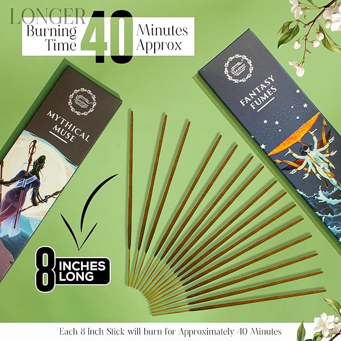 Raajsee Natural Incense Sticks with Inscent Holder, Pack of 6 Organic Insence-Sticks, 120 Incent Sticks, No Black Smoke,Witchy Gifts, Balsam & Cedar, Sandalwood, Apple Oak, Ylang Ylang, Vanilla