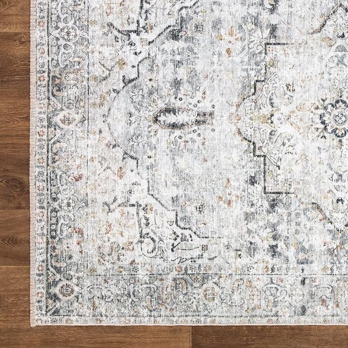 Bloom Rugs Caria Washable Non-Slip 5x7 Rug - Ivory/Gray/Caramel Traditional Area Rug for Living Room, Bedroom, Dining Room, and Kitchen - Exact Size: 5' x 7'