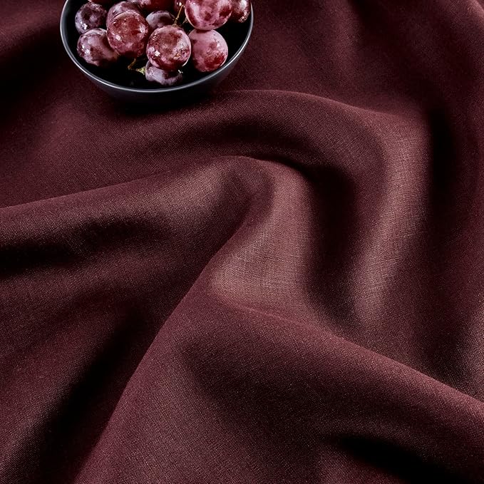 Solino Home Linen Burgundy Table Runner 72 Inches Long - 100% Pure Linen Hemstitch Table Runner 14 x 72 Inch for Dresser, Dining, Winter, Valentines - Classic Hemstitch