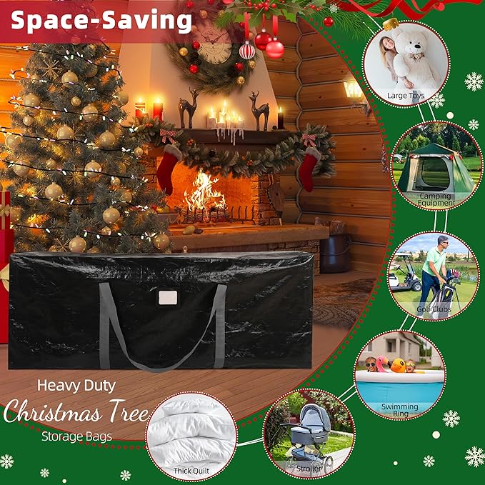 Large Christmas Tree Storage Bags Heavy Duty Tree Bags Holiday Storage Bags Protects From Moisture Or Dust,Alternative To Xmas Tree Storage Box (Black, 7.5 Ft)