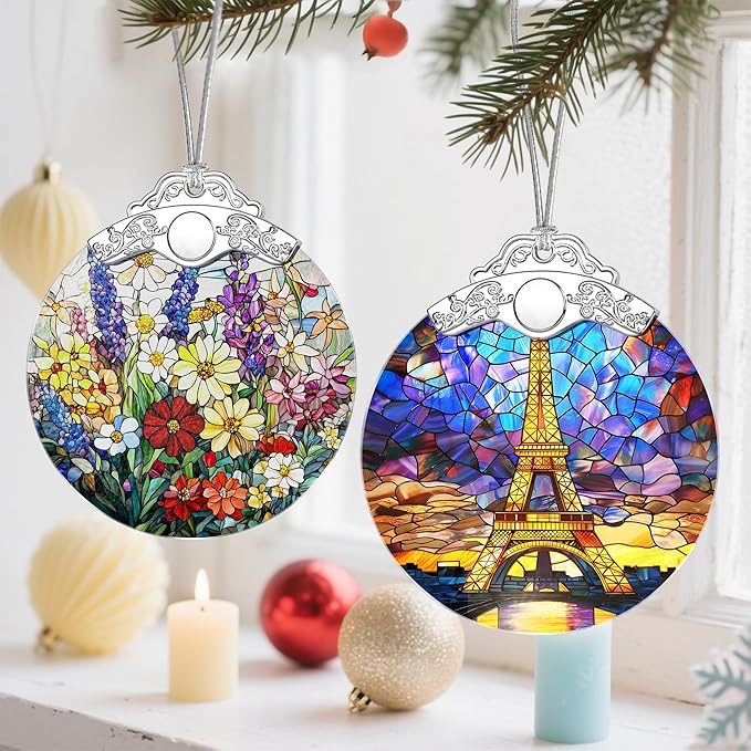 Christmas Ornaments, Christmas Tree Decorations, Keepsake Ornaments, Holiday Decor, Holiday & Xmas Gifts, Gifts for Travel Lovers & Art Lovers - Eiffel Tower-Theme