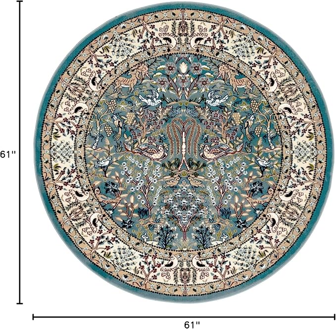 Unique Loom Narenj Collection Area Rug - Bristol (5' 1" Round, Blue/ Beige)