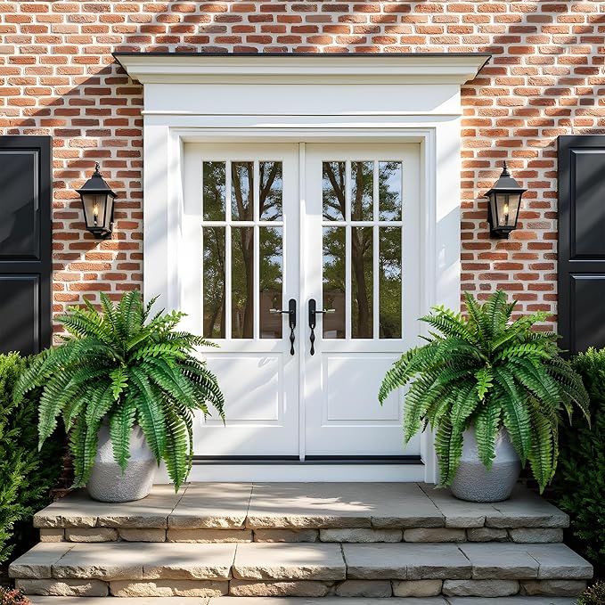 Fake Ferns 2Pack Artificial Ferns for Outdoors 25.6In Large Faux Ferns UV Resistance for Outdoor Large Planter Realistic Artificial Boston Fern Plants for Garden Balcony Terrace Decor 38Leaves