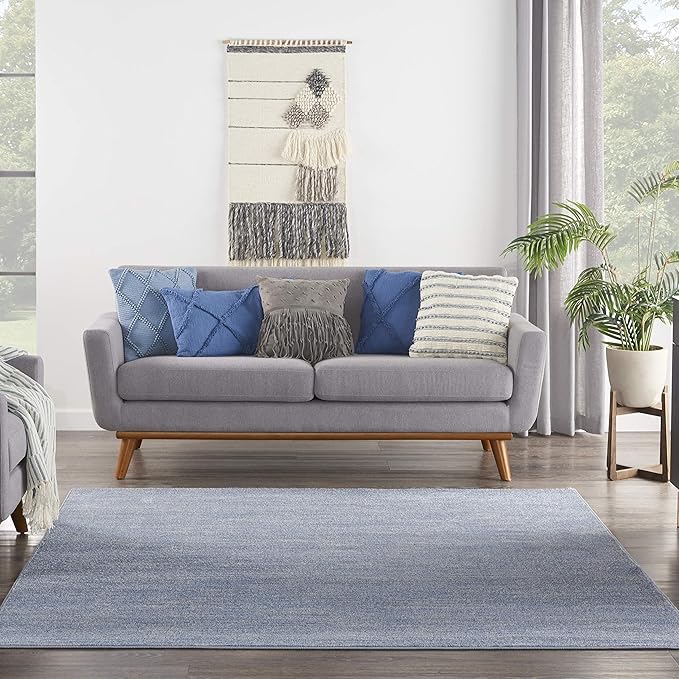 Nourison Home Essentials 5' x Square Blue Gray Fabric Outdoor Area Rug (5' Square)