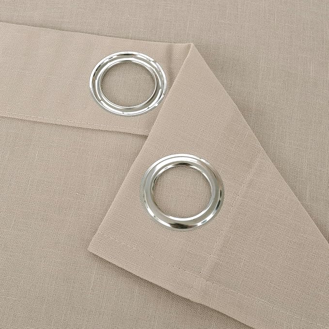 YoungsTex Light Tan Linen Curtains 90 Inch Long 2 Panels for Living Room, Grommet Light Filtering Drapes Burlap Textured Lightweight for Bedroom Dining Room Floor Length, 2 Panels, 52 X 90 Inch