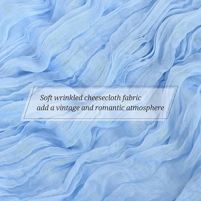 25 Pack Light Blue Cheesecloth Table Runner 17 x 108 Inch Fall Thanksgiving Boho Rustic Farmhouse Gauze Cheese Cloth Runner for Wedding Party Baby Shower Home Decor Holiday Decorations