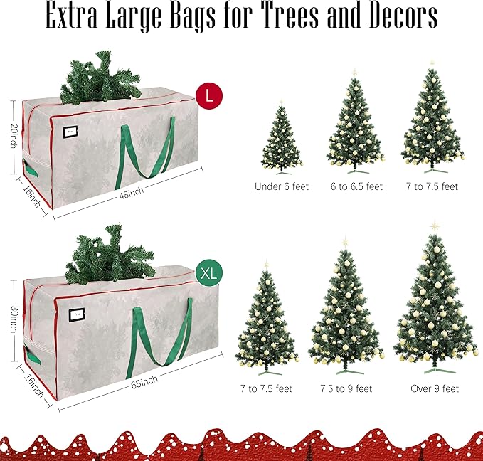 Cosy Family 9 ft Christmas Tree Storage Bag - Durable Heavy Duty Extra Large Artificial Xmas Holiday Tree Bag with Reinforced Handles and Dual Zippers Wide Opening - Clear