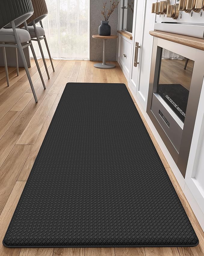 Color&Geometry Anti Fatigue Cushion Kitchen Mat for Floor -24"x94",Wide,Easy Clean, Water & Oil Proof, Anti Slip, Foam Rubber Runner Rug for Front Sink Comfort Standing,Black