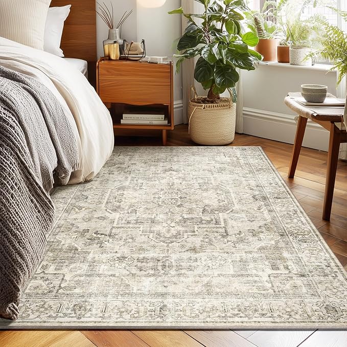 Machine Washable Throw Rugs for Entryway: Door Mat Indoor Entrance 3x5 Small Rug Stain Resistant Non-Slip Low Pile Soft Carpet for Kitchen Front Door Indoor Entry Bathroom Bedroom