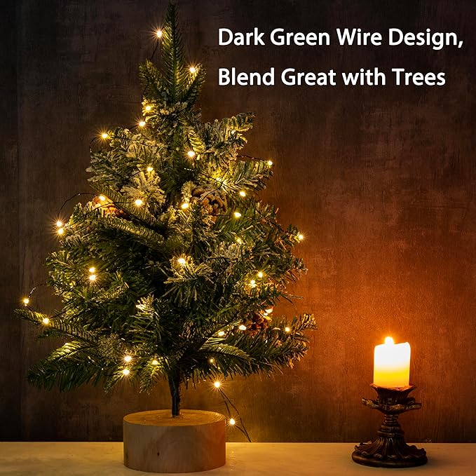 164FT Green Wire Fairy Lights Plug-in, 500 LED Dimmable Waterproof String Lights with Remote - 8 Modes Warm White for Christmas Tree, Yard, Holiday Party Decorations