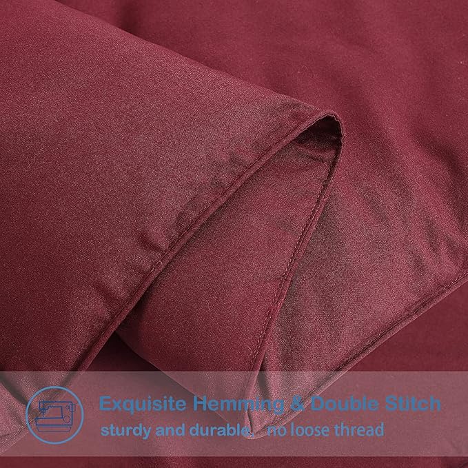 EASELAND Queen Size Down Alternative Comforter - Quilted Duvet Insert for All Seasons, Soft Lightweight with Corner Tabs, Summer Winter Warm Bedding, Burgundy 88×88 Inches