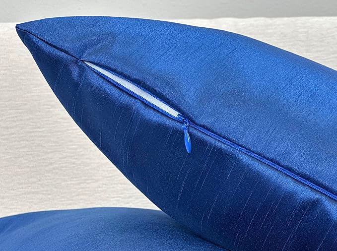 Aiking Home 24x24 Inches Faux Silk Square European Shams, Zipper Closure, Royal (Set of 2)