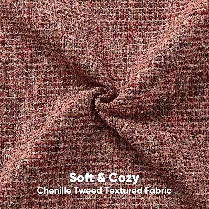 FUTEI Burgundy Decorative Throw Pillow Covers 22x22 Inch Set of 2,Soft Chenille Tweed Textured Cushion Case,Modern Home Decor for Couch Bed Living Room