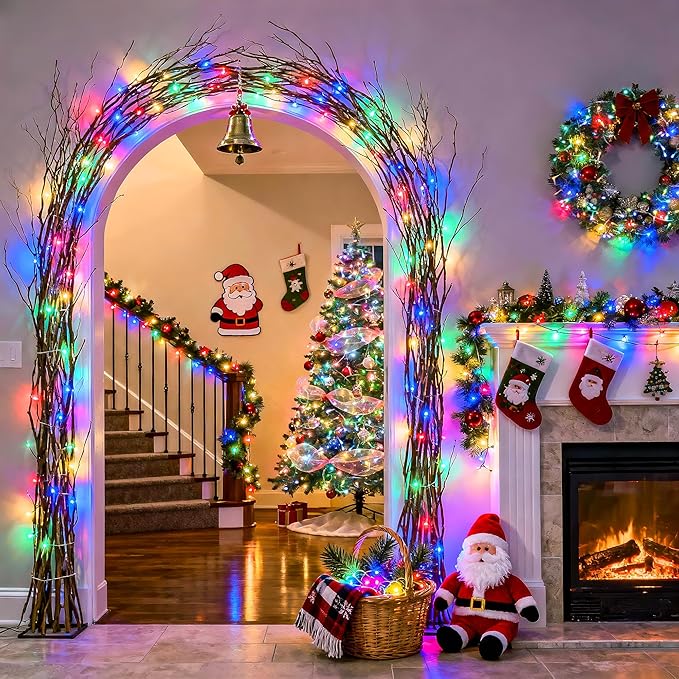 JMEXSUSS 250 LED Christmas Lights Indoor, 91.5ft Connectable Multicolor Christmas Lights Outdoor Waterproof, 8 Modes String Light Plug in for Wedding Party Garden Decorations