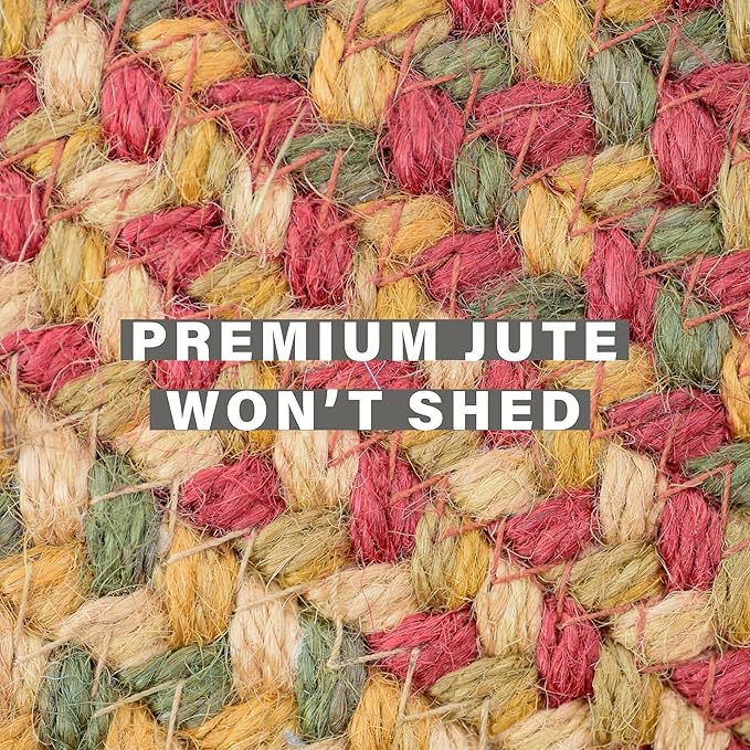 Homespice Cider Barn Cranberry Red Braided Runner Rug, Jute, 22x72 Rectangle - Perfect Country Primitive Decor for Kitchen, Bathroom, Everywhere