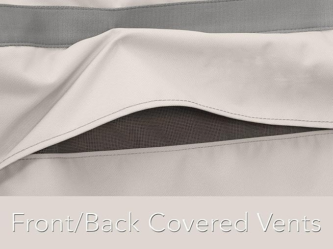 Covermates Prestige Square Ottoman Cover – Premium 900D Polyester, Waterproof, Drawcord Hem, Mesh Vents & Buckle Straps, Heavy-Duty Outdoor Patio Protection, 38W x 38D x 20H, Stone