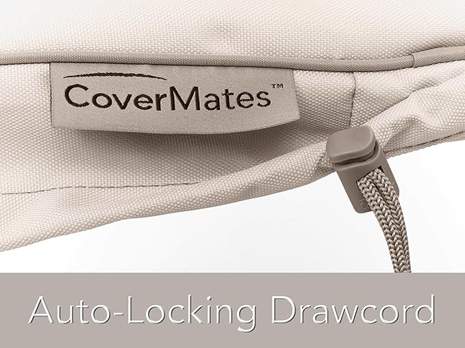 Covermates Prestige Square Ottoman Cover – Premium 900D Polyester, Waterproof, Drawcord Hem, Mesh Vents & Buckle Straps, Heavy-Duty Outdoor Patio Protection, 38W x 38D x 20H, Stone