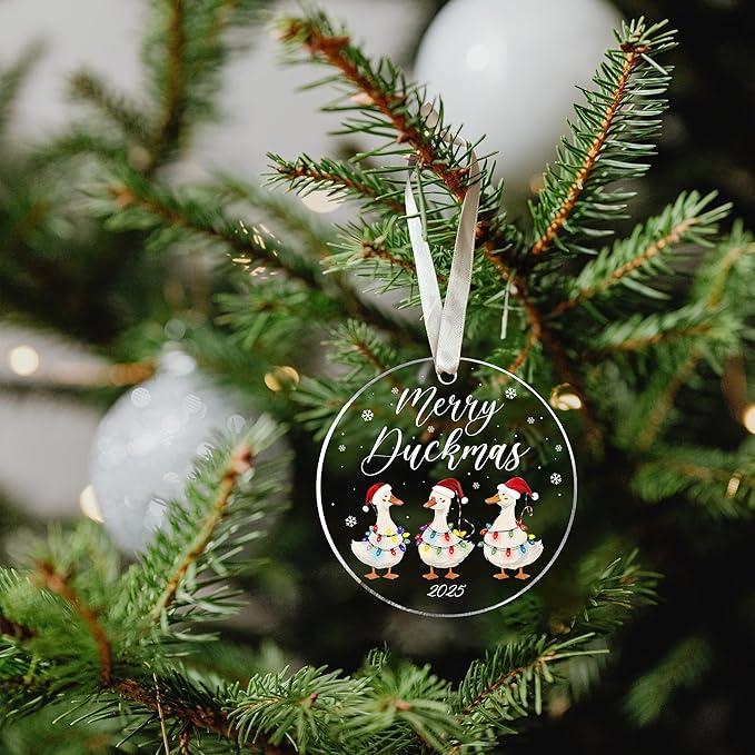 Duck Ornament - Duck Christmas Ornaments, Animal Ornaments for Christmas Tree - Cute Funny Animal Acrylic Ornament 2025