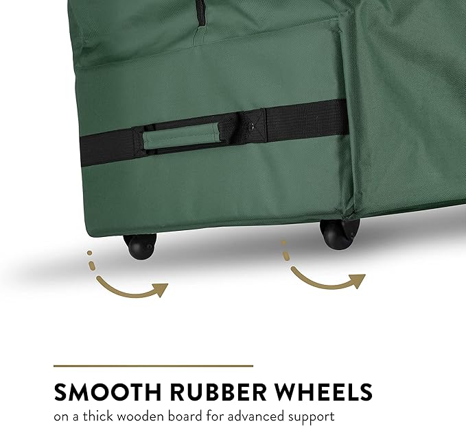 ZOBER 600D Oxford Fabric Large Rolling Christmas Tree Storage Bag - Fits 9 Ft Artificial Trees - Waterproof Christmas Tree Bag For Storage Box For Xmas, Durable Handles and Wheels - Card Slot - Green