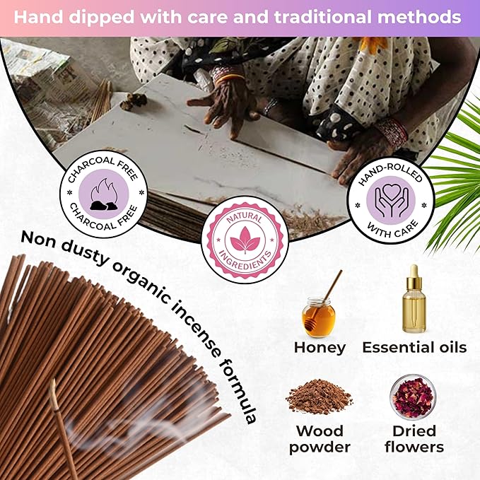 Lavender & Rose - Combo Pack of Incense Sticks - 100 Insence-Sticks of Each Scent - Total 200 Inscents - Inciensos Aromaticos para La Casa - Made with Natural Non Toxic Ingredients