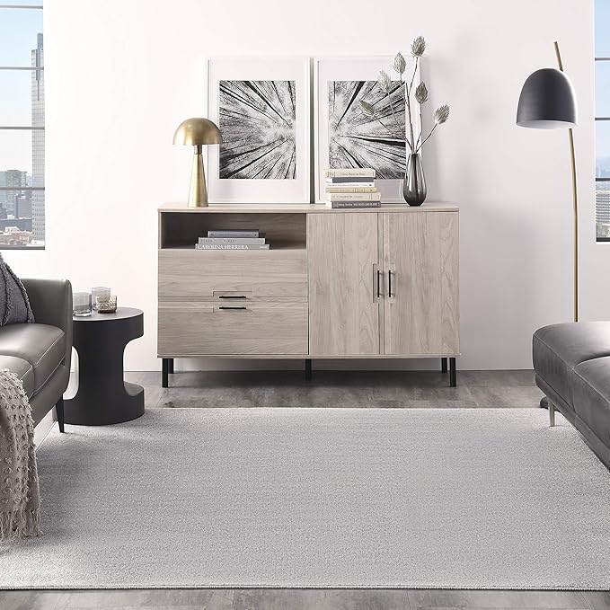 Nourison Home Essentials 5' x Square Silver Gray Fabric Outdoor Area Rug (5' Square)