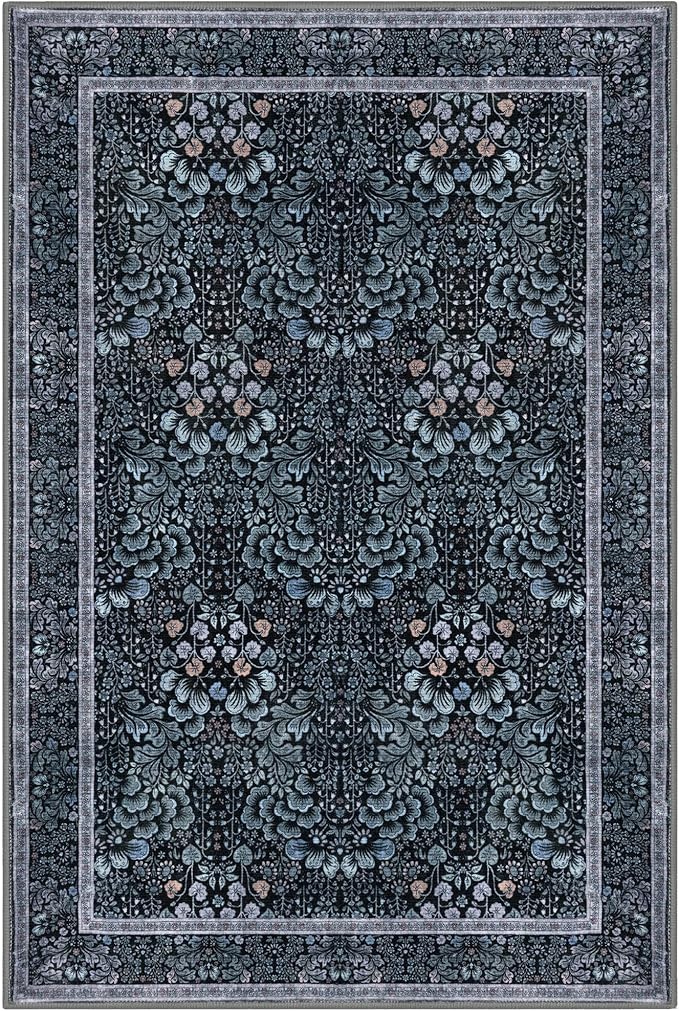 5x7 Area Rug for Bedroom, Navy Blue Black Large Modern Floor Rug with Non-Slip, Non-Shedding Washable Area Rugs for Living Room, Soft Boho Carpet for Farmhouse Office Home Décor