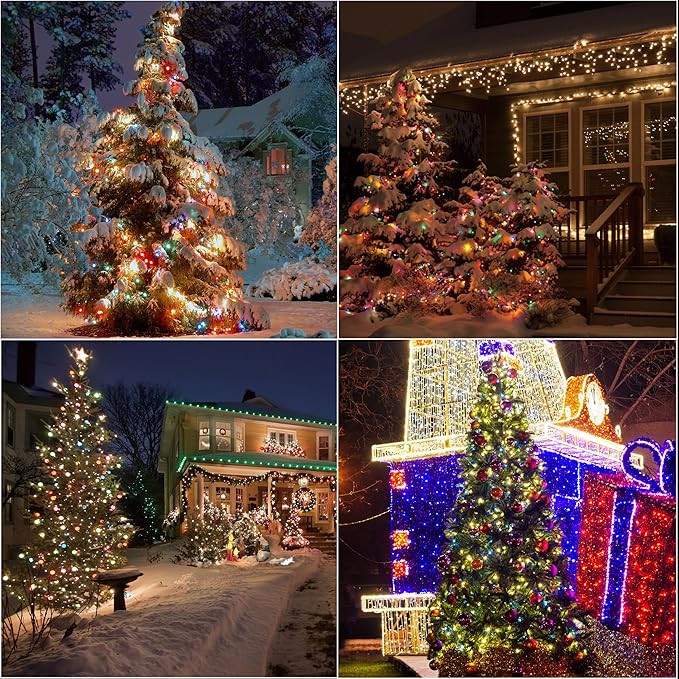 LAMPHOME 66ft Christmas Decorative Mini Lights, 200 LED Green Wire Fairy Starry String Lights Plug in, 16 Lighting Modes for Outdoor Xmas Tree Wedding Party Decoration (Warm and Multicolor)