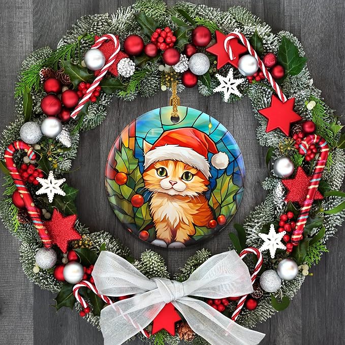 Touber Cat Christmas Ornaments - Hanging Decor for Tree, Holiday Gifts for Cat Lovers