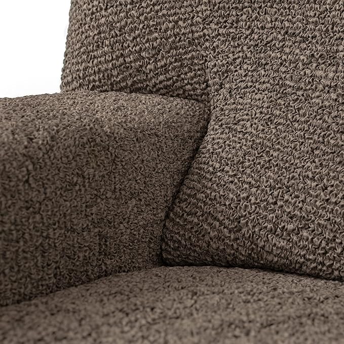PAULATO BY GA.I.CO. Ottoman Slipcover - Stretch Stool Sofa - Pouf Protector for Pets and Kids - Soft Ottoman Cover - Durable Furniture Slipcovers - Microfibra Print Collection - Vittoria Brown