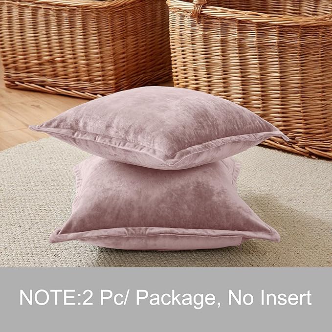 20x20 Throw Pillow Covers Set of 2 Velevt Square Cushion Cover Decorative Solid Pillowcases for Sofa Bed Chair Decor,Pink