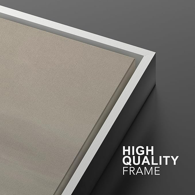 MUDECOR Framed Wall Art Print Set Misty Horizon Minimalist Foggy Mountain Landscape in Soft Neutral Tones Illustrations Realism Decorative for Living Room, Bedroom, Office - 16"x24"x3 White