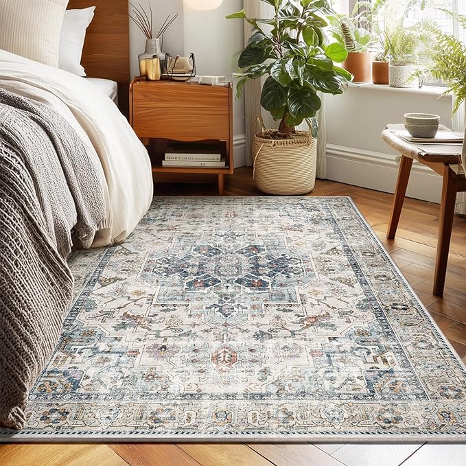 Machine Washable Throw Rugs for Entryway: Door Mat Indoor Entrance 3x5 Small Rug Stain Resistant Non-Slip Low Pile Soft Carpet for Kitchen Front Door Indoor Entry Bathroom Bedroom