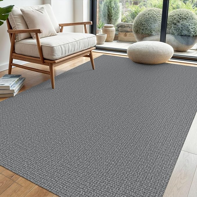 EARTHALL Washable Area Rug 4x6 Ft Non Slip Rugs for Entryway Braided Throw Rugs with Rubber Backing Bedroom Carpet Cotton Entry Rug Woven Floor Rug for Bedroom Dining Room Living Room, Charcoal Gray