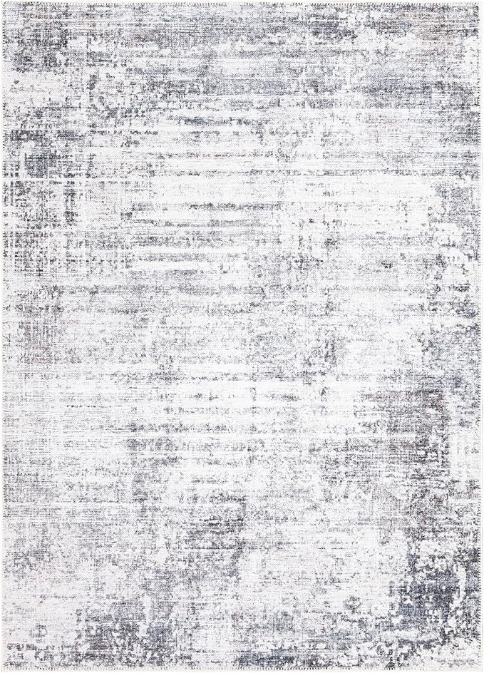 Bloom Rugs Washable Non-Slip 10x14 Rug - Gray/Charcoal/Blue Modern Abstract Area Rug for Living Room, Bedroom, Dining Room, and Kitchen - Exact Size: 10' x 14'
