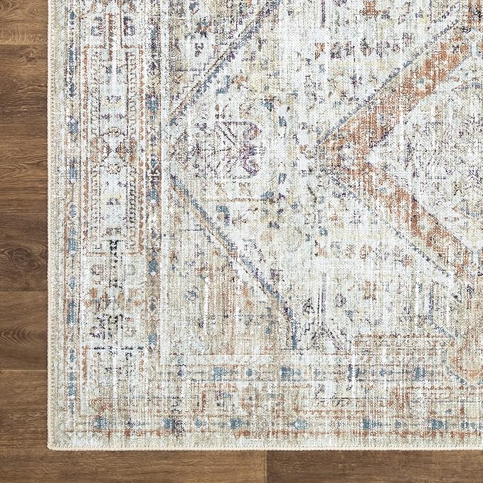 Bloom Rugs Washable Non-Slip 3' x 5' Rug - Peach/Beige Traditional Area Rug for Living Room, Bedroom, Dining Room, and Kitchen - Exact Size: 3' x 5'