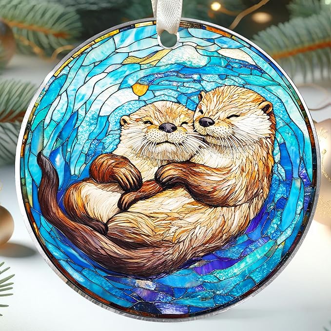 Otter Christmas Ornament - Animal Christmas Ornaments, Otter Ornaments for Tree - Cute Animals Gifts for Women, Men - Acrylic Ornament 2025