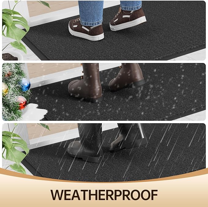 Amyracel Front Door Mat Indoor Outdoor Entrance, 36" x 48" All-Season Waterproof Doormat for Enterway, Heavy Duty Commercial Floor Mat, Fade Resistant, Rubber Back, Low Profile, Easy Clean