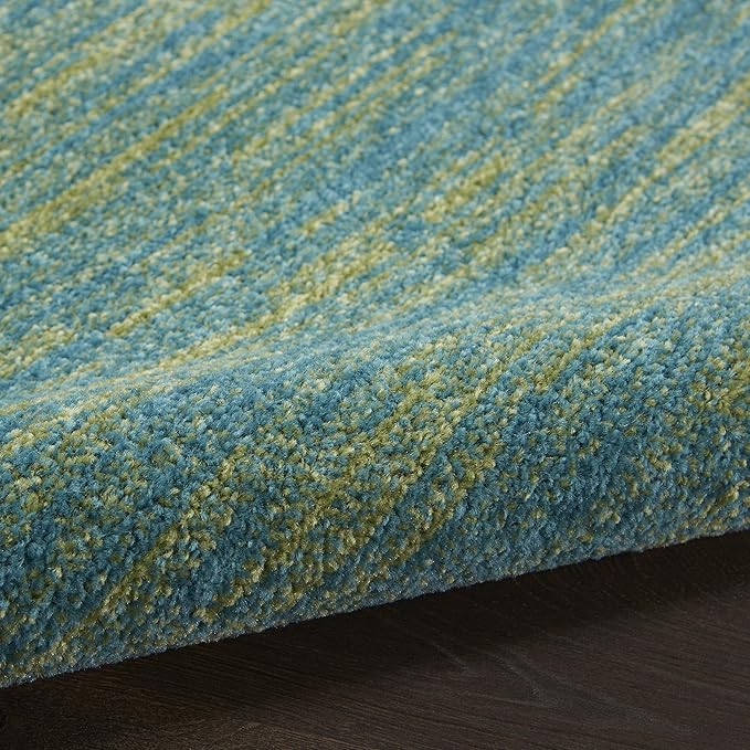Nourison Home Essentials Solid Indoor/Outdoor Blue Green 2'2" x 14 Area Rug, Easy Cleaning, Non Shedding, Bed Room, Living Room, Dining Room, Deck, Patio, Backyard (2x14)