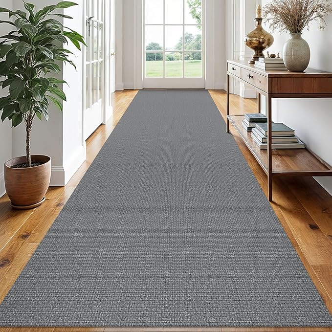 EARTHALL Extra Long Runner Rug 3x16 Ft Washable Runners for Hallways Cotton Non Slip Entryway Runner Braided Kitchen Runner Indoor Outdoor Carpet Runners for Hotels, Hall, Stair, Charcoal Gray