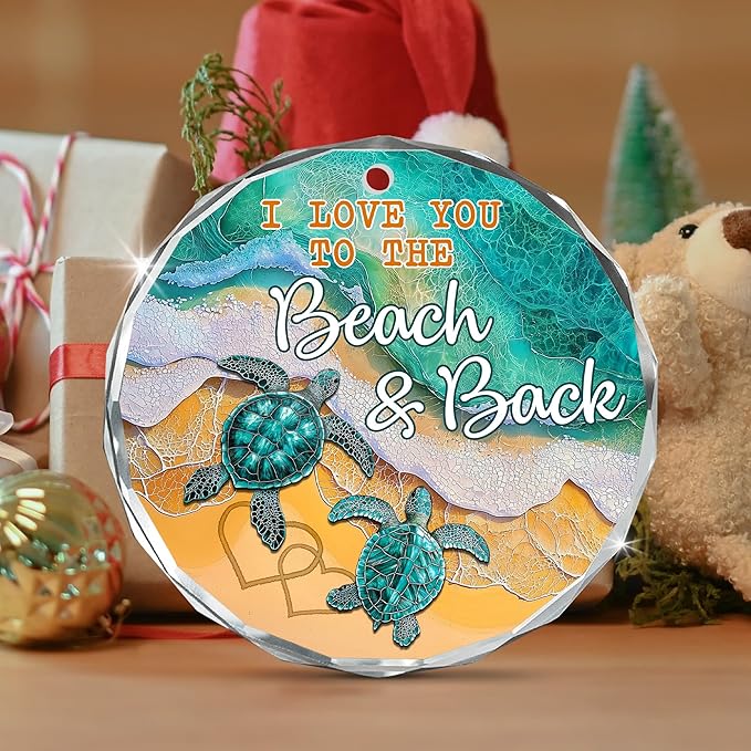 Christmas Couple Gifts for Her Him Boyfriend Girlfriend - Glass Christmas Ornaments 2025 for Tree Decorations - Wedding Anniversary Couples Gifts for Husband Wife Men Women, Sea Turtle Decor