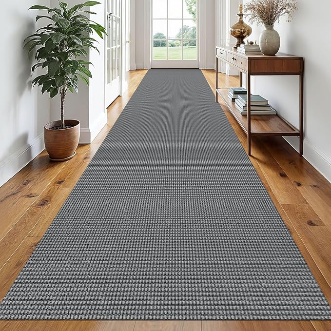 EARTHALL Runner Rug 3x20 Ft Washable Runners for Hallways Extra Long Woven Non Slip Entryway Runner Braided Kitchen Runner Indoor Outdoor Carpet Runners for Hotels, Officel, Stair, Dark Gray