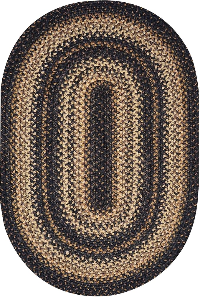 Homespice Kilimanjaro Oval Braided Rugs 5x8' - Primitive Dining Room Rugs for Under Table, Reversible, Durable and Low Maintenance No-Shed Jute