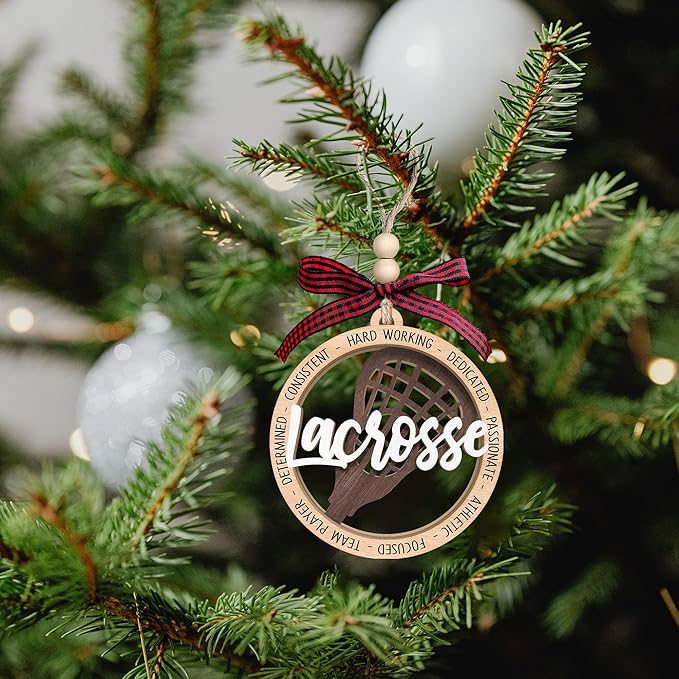 Lacrosse Christmas Ornament - Lacrosse Ornaments for Christmas Tree, Sports Ornaments - Boys Girls Sports Gifts for Lovers - Wood Ornament 2025