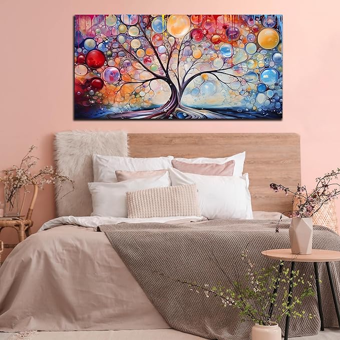 SIXTTART Abstract Canvas Painting Wall Decor - Tree of Life Wall Art Living Room - Large Canvas Art Ready to Hang Size 29" x 59"