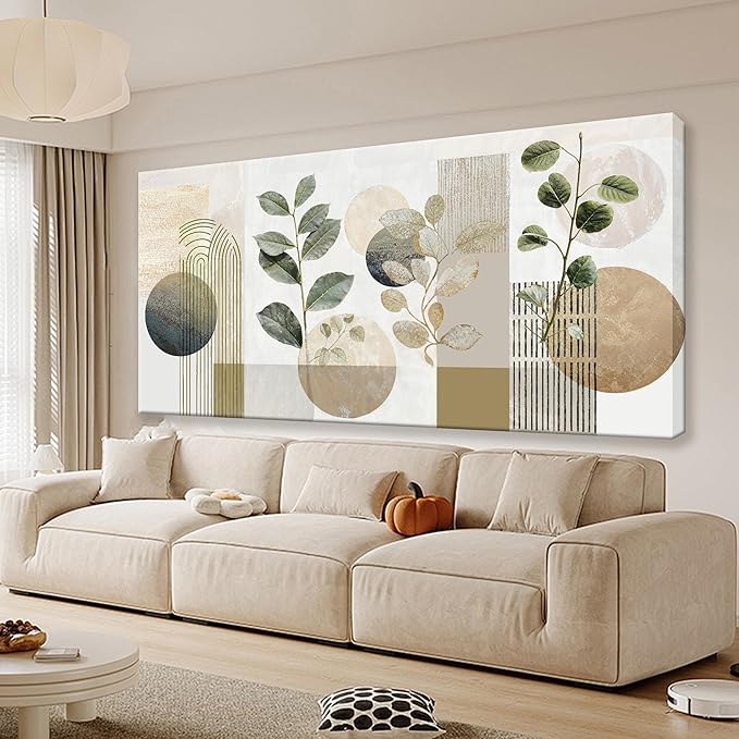 Large Boho Green Wall Art For Living Room Prints 39x78 In Green Botanical Boho Wall Art Modern Sage Bohemian Canvas Art Wall Decor Natural Abstract Geometry Lines Prints Picture Ready To Hang