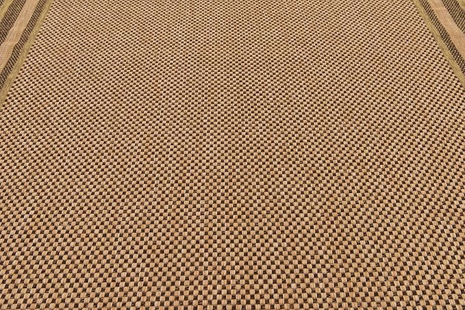 Unique Loom Outdoor Border Collection Area Rug - Multi Border (9' x 12' Rectangle, Light Brown/ Brown)