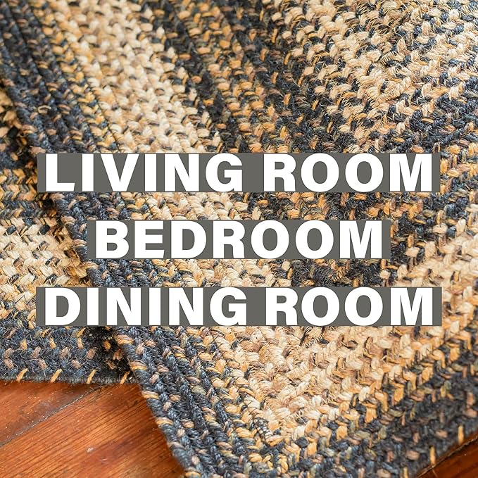Homespice Kilimanjaro Oval Braided Rugs 5x8' - Primitive Dining Room Rugs for Under Table, Reversible, Durable and Low Maintenance No-Shed Jute
