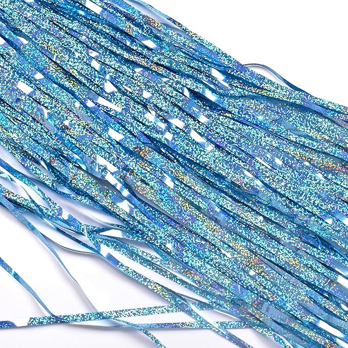 BRAVESHINE Pink Blue Tinsel Foil Fringe Curtains - 2Pcs 3.2x8.2ft Holidays Photo Streamers Backdrop for Christmas/Mermaid/Princess/Easter/Girl or Boy Birthdays/Bridal Shower Party Supplies Decorations